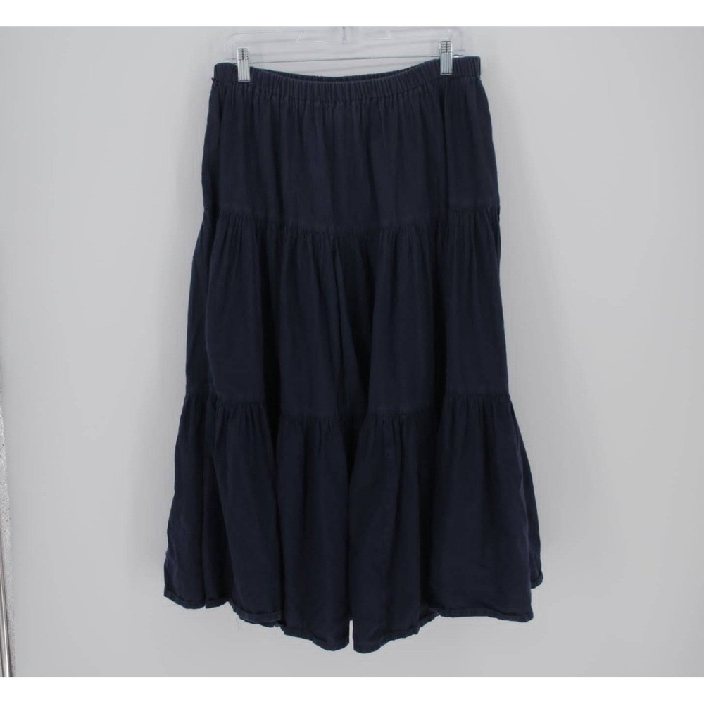 California Influence Y2K Women's Navy Blue Tiered Crinkle Maxi Skirt Size M